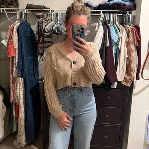 Chic Beige Knit Cardigan